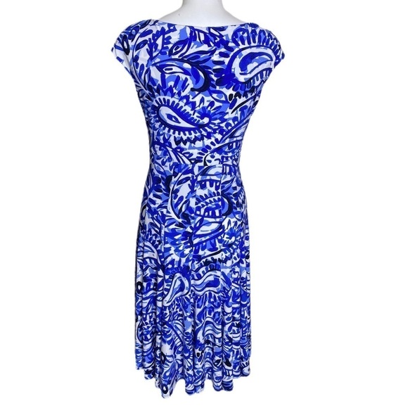Lauren Ralph Lauren Dress Blue & White Patterned Fit N Flare Size 4 - Picture 5 of 10